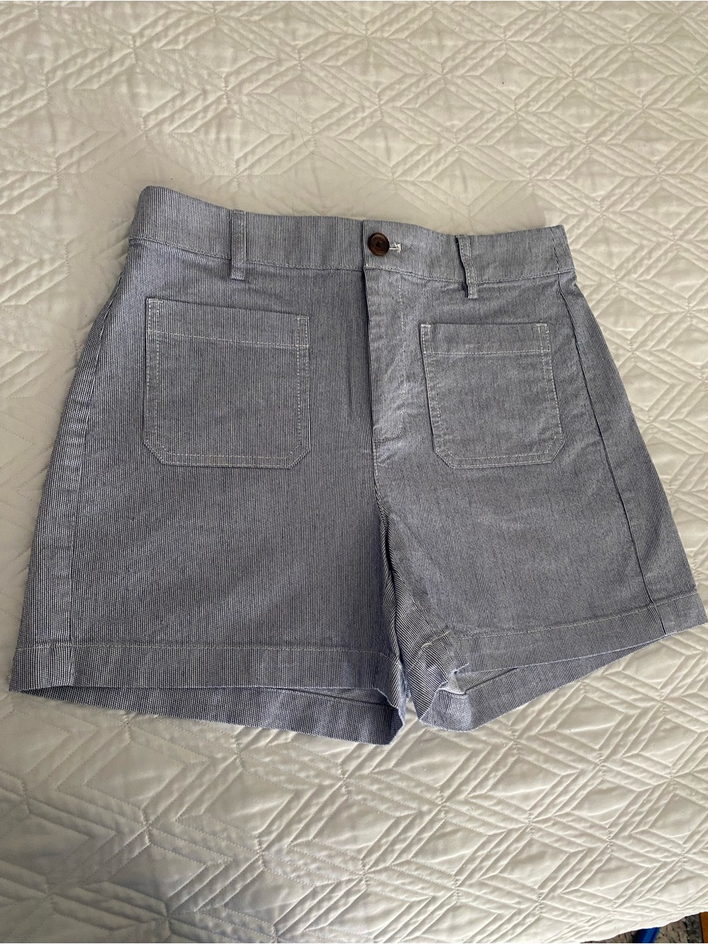 J. Crew High waist Cotton Shorts Blue white sz 26 / 2